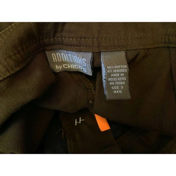 Additions by Chico's Dark Olive Cotton Stretch Pants Classic 5 Pocket Sz 3 L/XL - Picture 6 of 6